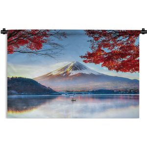 Wandkleed Fuji - De Japanse Fuji berg in Azië tijdens de herfst Wandkleed katoen 180x120 cm - Wandtapijt met foto XXL / Groot formaat!