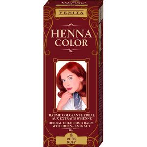 Venita HENNA COLOR BALSEM Ruby nr.8 Kant-en Klare Natuurlijke Haarverf Zonder Ammoniak. Ammonia. PPD. PTD. Peroxide. Waterstofperoxide etc. 75ml