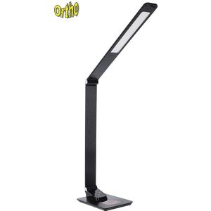 Ortho® - Luxe Bureaulamp Zwart - NIEUW - LED - Warm Wit en Daglicht - Dimbaar - Qi draadloos opladen - USB oplaadpoort - Max 12W - 2700K/6500K - Zwart