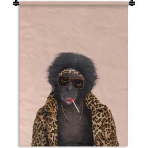 PillowMonkey - Wandkleed - Aap - Dieren - Accessoires - Panterprint - Wandtapijt - 90x120 cm - Muurkleed