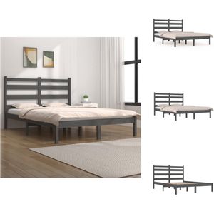 vidaXL Houten Bedframe - Grijs - 205.5 x 165.5 x 100 cm - Geschikt voor matras van 160 x 200 cm - Bed