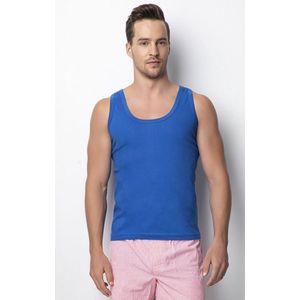 6 pack-Heren Onderhemd van 100% katoen-Singlet Heren-Blauw-S