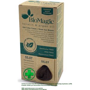 BioMagic Permanente Haarverf met Natuurlijke en Biologische Ingrediënten - INTENS CHOCOLADE BRUIN 55/07