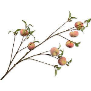 Silk-ka Kunstbloem-Zijden Bloemen Perzik Tak Rood-Geel 118 cm