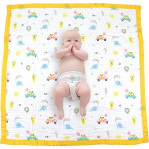 Mousseline deken, 6-laags knuffeldeken, babykatoen, 110 x 110 cm, mousseline, babydeken, luierdeken, zachte deken voor badhanddoek, kinderdeken voor pasgeborenen, uniseks (gele olifant)