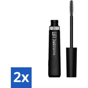 L'Oréal Paris - Mascara - Telescopic Lift - Lange, Gelifte Wimpers - Zwart - 9,9 ml - Voordeelverpakking - 2 stuks