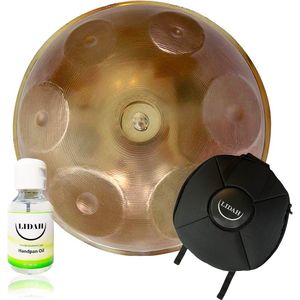 LIDAH® Handpan - Mini Hand Pan Sunrise - 40 cm - D Majeur Steel Drum - Steeldrum Klankschaal + Handpan Olie & Draagtas