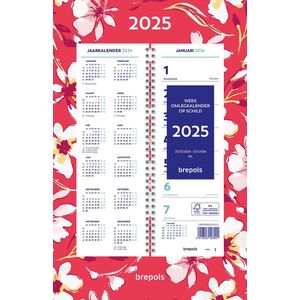 Brepols Week omlegkalender 2025 - Fantasy - Week begint op maandag - 20 x 31 cm - Rood