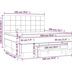 vidaXL Boxspring met matras fluweel lichtgrijs 180x200 cm