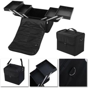 Beauty case make up visagie nagel koffer uitklapbaar zwart