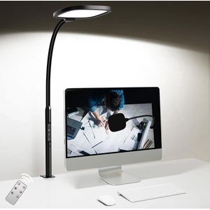 Bureaulamp 20W superheldere brede klem LED-verlichting flexibele bureaulamp bewaking kantoren kinderkamers zwart