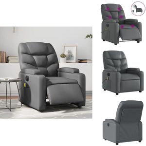 vidaXL Elektrisch Verstelbare Massagestoel - Elektrisch Verstelbare Massagestoelen - Massagestoel - Fauteuil - Massagestoel verstelbaar elektrisch kunstleer grijs