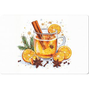 Muismat XXL - Bureau onderlegger - Bureau mat - Warm - Thee - Oranje - Kaneel - 90x60 cm - XXL muismat