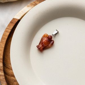 Zentana Agaat Hanger - Oranje Beschermengel - Edelsteen Engeltje - Steun