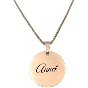 Ketting RVS Met Naam Gravering - Annet - Rosegoud - Rond