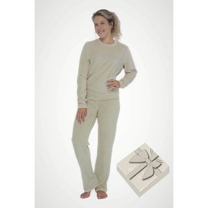 Dames velours pyjama-lounge set-huispak in geschenkdoos, maat XL, kleur beige