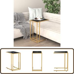 vidaXL Bijzettafel 50x35x65 cm - Zwart en Goud Computer Bijzettafel - Bijzettafel - Salontafel - Zwarte Bijzettafel - Gouden Bijzettafel