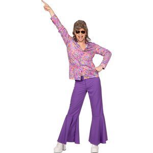 Wilbers & Wilbers - Hippie Kostuum - Happy Hip Hippie Bert Blouse Man - Paars - XL - Carnavalskleding - Verkleedkleding