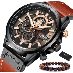 Curren - Horloge Heren - Cadeau voor Man - Horloges voor Mannen - 48 mm - Oranje Zwart