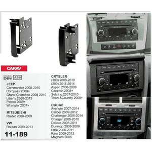 2-DIN Car Audio Installation Kit for CHRYSLER (300) 2008-10; (200) 2011+; Aspen 2008-09; Sebring 2007-10; Town&Country, Caravan 2008+ / DODGE Avenger 2007+ (11-189)