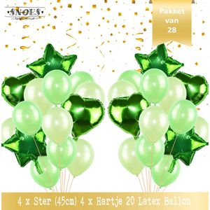 Ballon Pakket 28 Stuks Bright Green * Groene Ballonnen Boeketten * Snoes * Feest Huwelijk Verjaardag Decoratie Set.