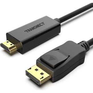Transnect - DisplayPort naar HDMI kabel - hdmi to displayport - 1920 × 1080 - 1.75M - Compatibel met HDTV, Smart-TV, Projector, Laptop, Desktop, HD-Monitor, Gaming Device - Zwart