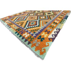 Kelim vloerkleed | Oranje Patroon | Handmade - 300 x 250 cm