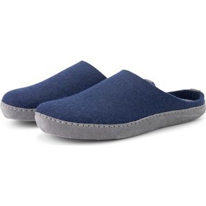 Travelin' Get-Home Heren Sloffen - Wollen Pantoffels - Instappers met suède zool - Navy Blauw - Maat 40