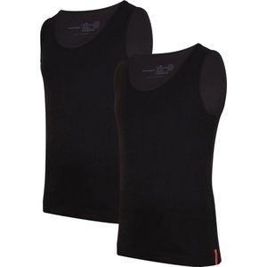 Undiemeister - Tanktop - Tanktop heren - Slim fit - Onderhemd - Gemaakt van Mellowood - Ronde hals - Volcano Ash (zwart) - 2-pack - S