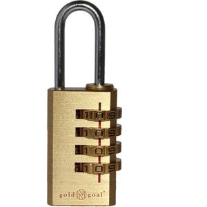 Gold N Goal 4 Cijferig Hangslot - Small - Sterk en weerbestendig - Hangslot met cijfersluiting – Kettingslot – Cijferslot - Kofferslot - Masterlock - Goud