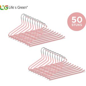 Life’s Green Broekhangers met antislip – Kledinghangers – Klerenhangers – Broek en Rok Houder - Set van 50 stuks - Roze