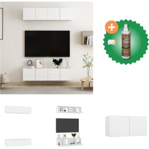 vidaXL Tv-meubelen 4 st 60x30x30 cm spaanplaat wit - Kast - Inclusief Houtreiniger en verfrisser