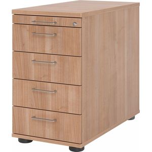 SIGNA SC50 BS - Rolcontainer Hout Walnoot met 4 lades Metalen beugelhandgreep