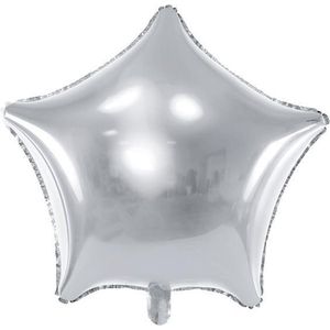 PARTYDECO - Zilverkleurige ster ballon - Decoratie > Decoratie beeldjes
