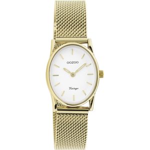 OOZOO Vintage series - goudkleurige horloge met goudkleurige metalen mesh armband - C20258