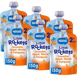 Nestlé Little Rockets Knijpfruit Appel Wortel Pompoen - Babyvoeding Tussendoortjes 2+ jaar - 6x150g
