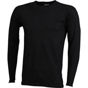 James and Nicholson - Heren Medium Lange Mouwen T-Shirt (Zwart)