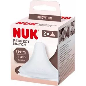 NUK | Perfect Match Fopspeen voor babyflessen | 2 stuks | past voor Perfect Match Babyflessen | 0 m+ | maat: S | 0+ maanden