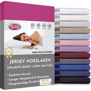 Double Jersey Hoeslaken - Hoeslaken 180x200+30 cm - 100% Katoen  Purple