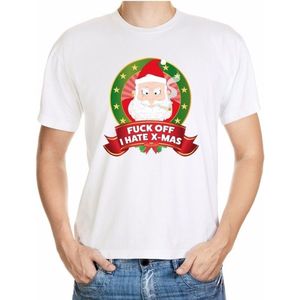 Foute kerst shirt wit - Fuck off I hate x-mas - voor heren M
