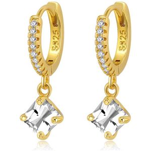 ILVY Oorbellen - Gold/Strass | Ø 13 mm | hanger 20 x 5 mm | 925 Silver