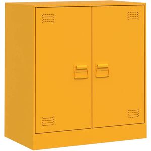 vidaXL - Dressoir - 67x39x73 - cm - staal - mosterdgeel