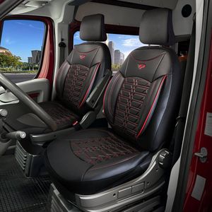FIAT SCUDO 2022 tot heden - autostoelhoes Verona rood - Met Rits voor Armsteun Bestuurder (Rechts) & Passagier (Links)