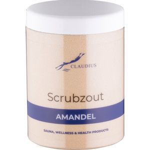 Scrubzout Amandel in handige pot - 1250 gram - met witte deksel - Hydraterende Lichaamsscrub