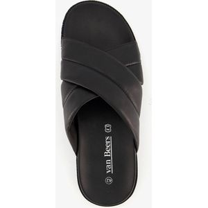 Van Beers leren heren slippers zwart - Maat 43