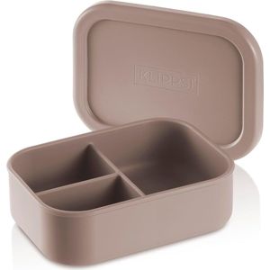 Lunchbox medium-3 vakken, broodtrommel, voorraaddozen van platina siliconen, scheurvast, hitte- en koudebestendig, lekvrij, vaatwasmachinebestendig (beige)