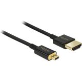 Dunne Premium Micro HDMI - HDMI kabel - versie 2.0 (4K 60Hz) / zwart - 0,25 meter