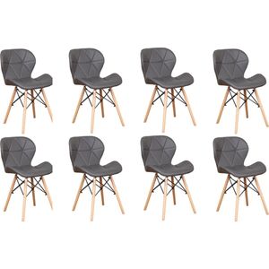 Happyment Moderne Eetkamerstoelen Grijs - Set van 8 - Woonkamerstoelen - Zithoogte 38cm - Keukenstoelen - Kuipstoel