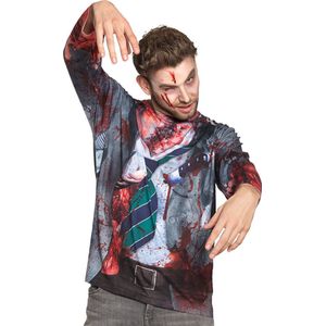 Boland - Fotorealistisch shirt Zombie freak (M) - Volwassenen - Zombie - Halloween en Horror