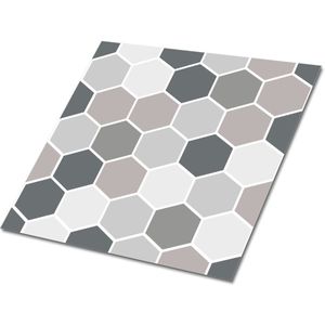 Tulup PVC Tegels - Honingraat Vinyl Tegels - 30 cm x 30 cm - Grijs Vloer Tegels PVC - 9 stuks - Modern Plaktegels - Zelfklevende PVC Tegels - Plaktegels keuken en Badkamer